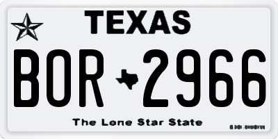 TX license plate BOR2966