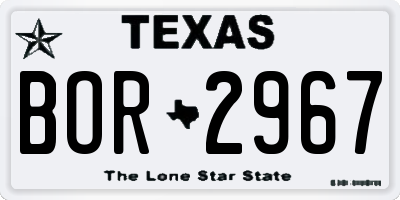 TX license plate BOR2967