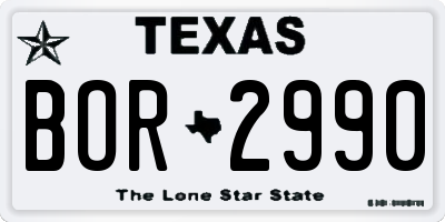 TX license plate BOR2990