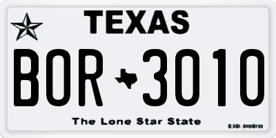TX license plate BOR3010