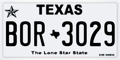 TX license plate BOR3029