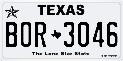 TX license plate BOR3046