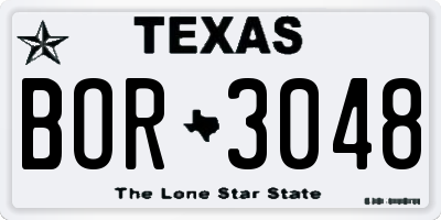 TX license plate BOR3048