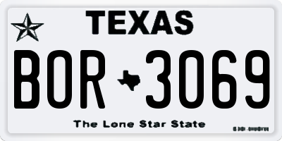 TX license plate BOR3069