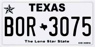 TX license plate BOR3075