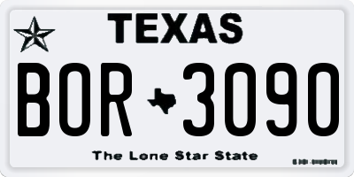 TX license plate BOR3090