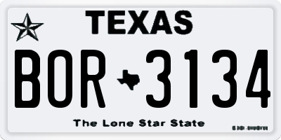 TX license plate BOR3134