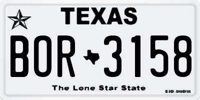 TX license plate BOR3158