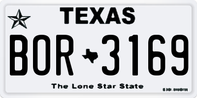 TX license plate BOR3169
