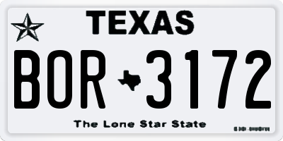 TX license plate BOR3172