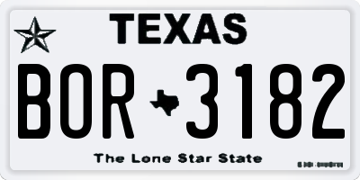 TX license plate BOR3182
