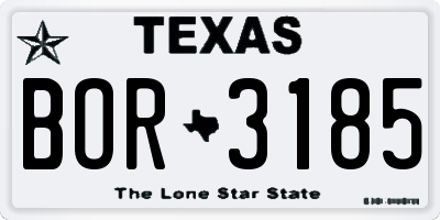 TX license plate BOR3185