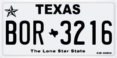 TX license plate BOR3216