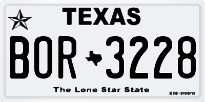 TX license plate BOR3228