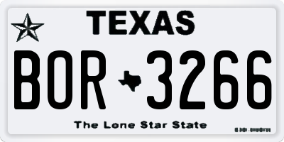 TX license plate BOR3266