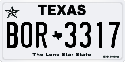 TX license plate BOR3317