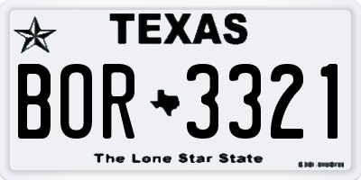 TX license plate BOR3321