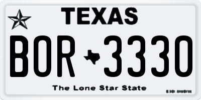 TX license plate BOR3330