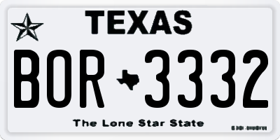 TX license plate BOR3332