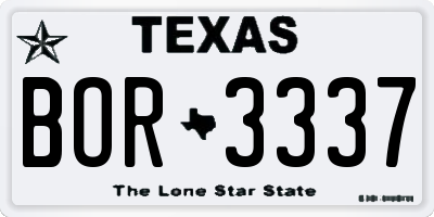 TX license plate BOR3337