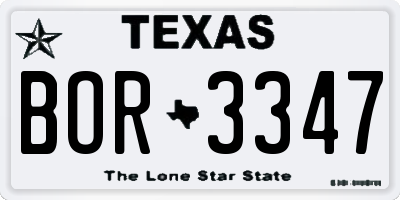 TX license plate BOR3347