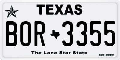 TX license plate BOR3355