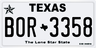 TX license plate BOR3358