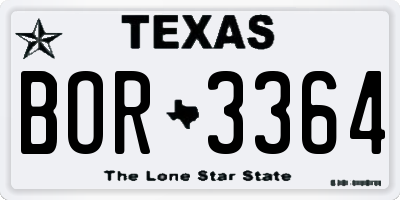 TX license plate BOR3364