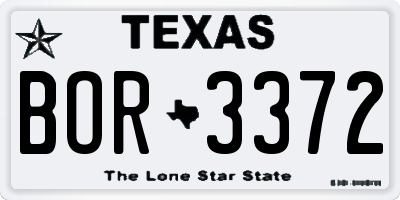 TX license plate BOR3372