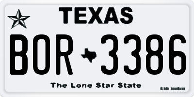 TX license plate BOR3386