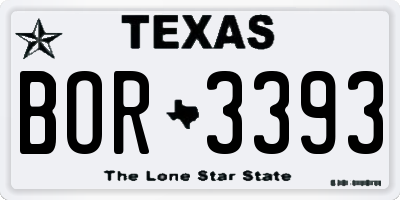 TX license plate BOR3393