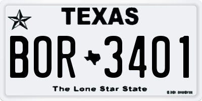 TX license plate BOR3401