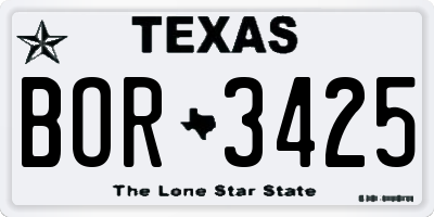 TX license plate BOR3425