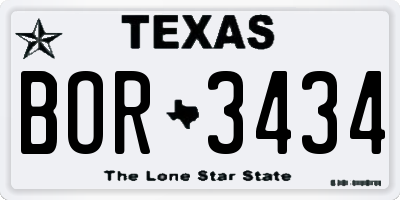 TX license plate BOR3434