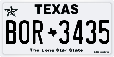 TX license plate BOR3435