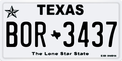 TX license plate BOR3437