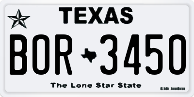 TX license plate BOR3450