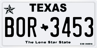 TX license plate BOR3453