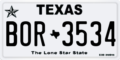 TX license plate BOR3534