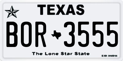 TX license plate BOR3555