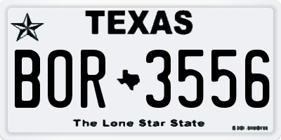 TX license plate BOR3556