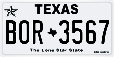 TX license plate BOR3567