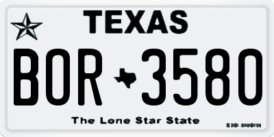 TX license plate BOR3580