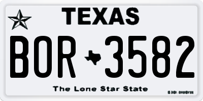 TX license plate BOR3582