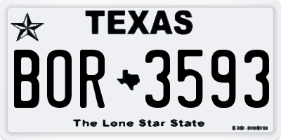 TX license plate BOR3593