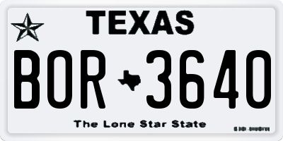 TX license plate BOR3640