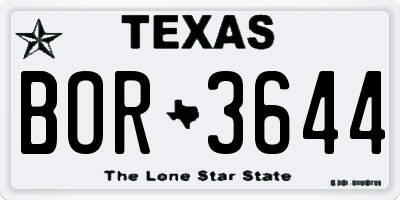 TX license plate BOR3644