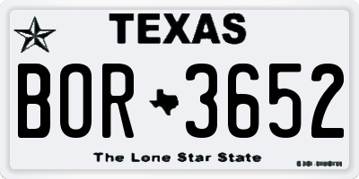 TX license plate BOR3652