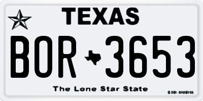 TX license plate BOR3653