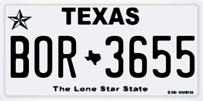 TX license plate BOR3655